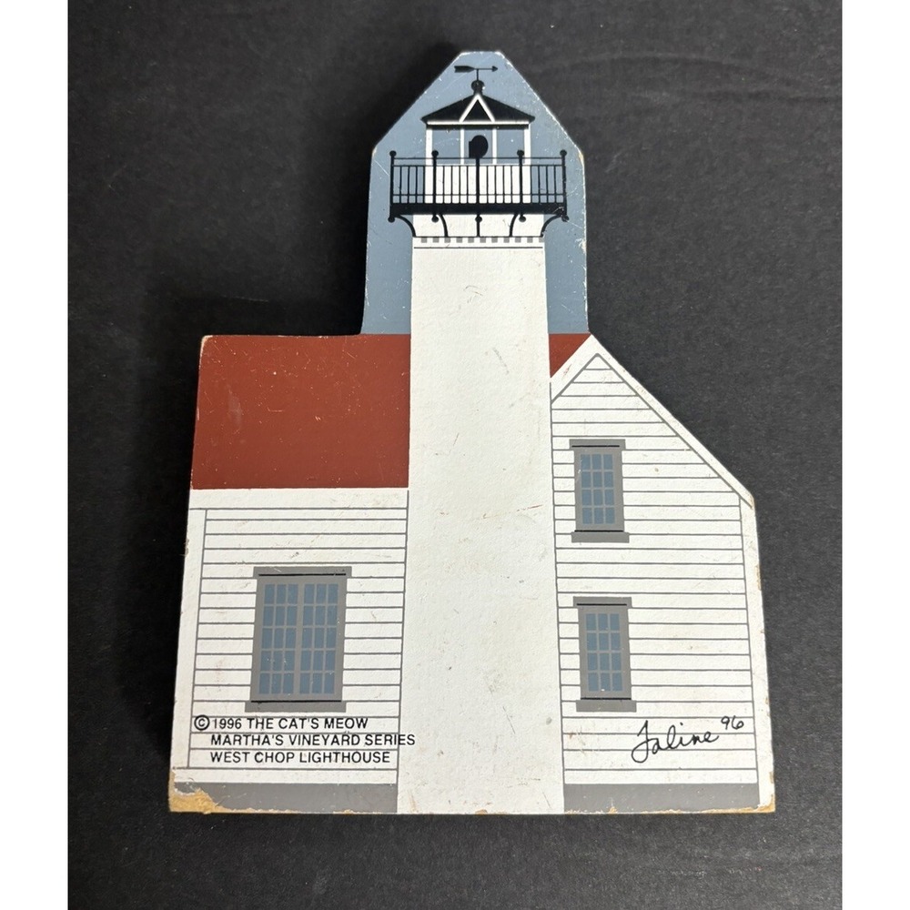 3 Cats Meow Lighthouses West Chop East Brother Chicamacomico Wooden Shelf Sitter - Picture 5 of 15